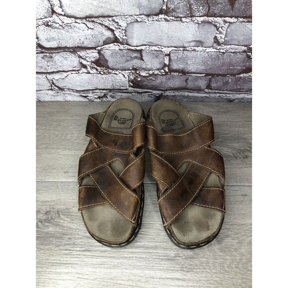 Vintage 90s DR. DOC MARTENS Brown Leather Fisherman Platform Sandals Men Sz 43EU - Picture 15 of 16